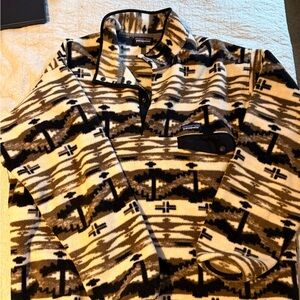 Patagonia Black and Brown Patterned Fleece Jacket